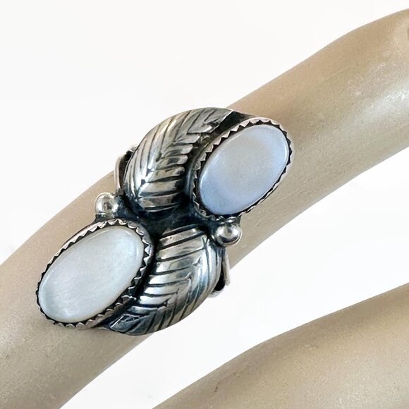 Jewelry - Mother of Pearl, Sterling Silver, Native American, White, Shell, Navajo, Feather